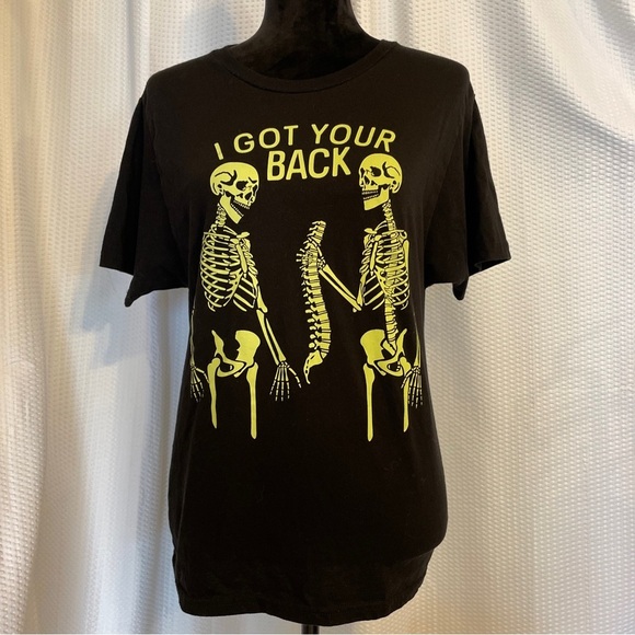 Black Glow-in-the-dark Skeleton Halloween Tee t-shirt Women’s Small NWOT - Picture 1 of 5